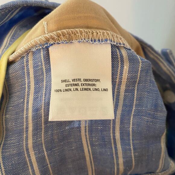 Anthropologie ett:twa Women 8 Blue White Striped 100% Linen Wide Leg Flowy Pants - Picture 12 of 12